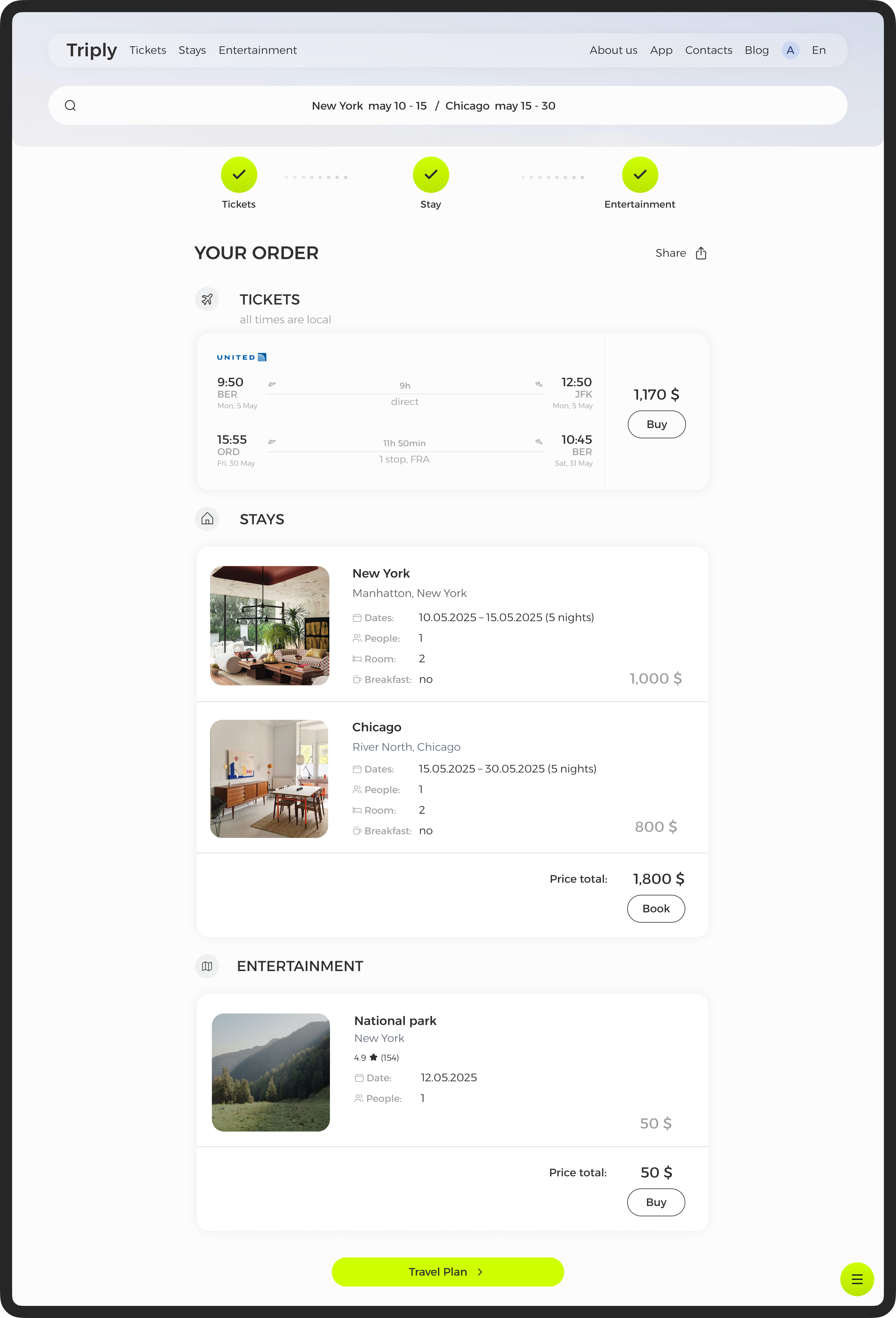 Travel website additional screen 3